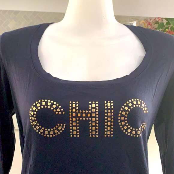 CHIC Women’s black stretch long sleeve top🟢 - Picture 2 of 8